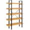 Industrial Wood and Metal Etagere Rustic Bookcase Free Standing Bookshelf